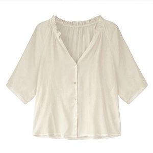 V-Neck Elbow Sleeve Blouse Medium